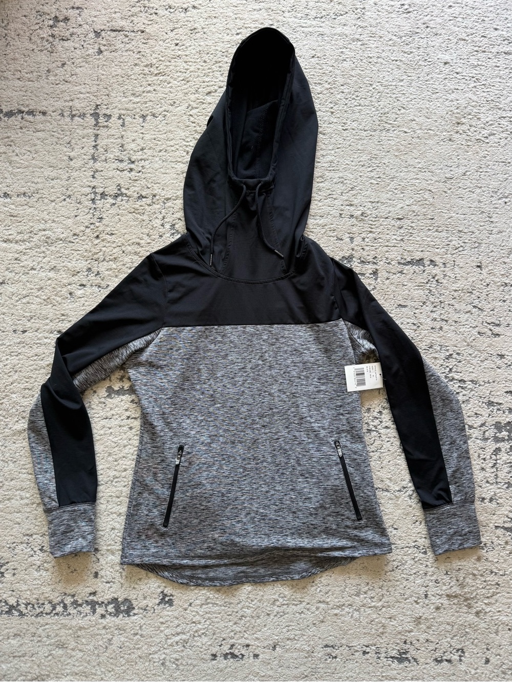 NWT-GIII 4Her by Carl Banks Women's Black and Gray Pullover Hoodie Slouch Neck M - Picture 3 of 13